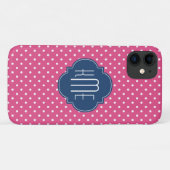 Coques Case-Mate iPhone Monogramme de Quatrefoil Pois rose (Dos (Horizontal))