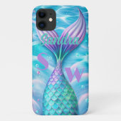 Coques Case-Mate iPhone monogramme de queue de sirène mauve (Dos)