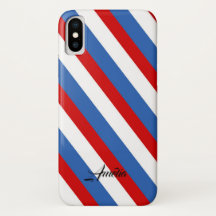 Monogramme de rayures bleu et blanc