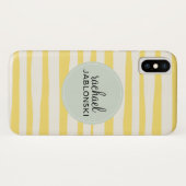 Coques Case-Mate iPhone Monogramme de rayures jaunes modernes (Dos (Horizontal))