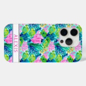 Coques Case-Mate iPhone Monogramme de récif corallien à l'aquarelle (Verso (horizontal))
