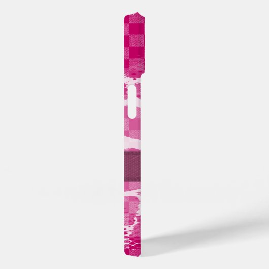 Coques Case-Mate iPhone monogramme de ruban rose chaud (Verso / Droite)