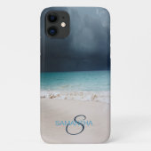 Coques Case-Mate iPhone Monogramme de sable de plage tropicale (Dos)