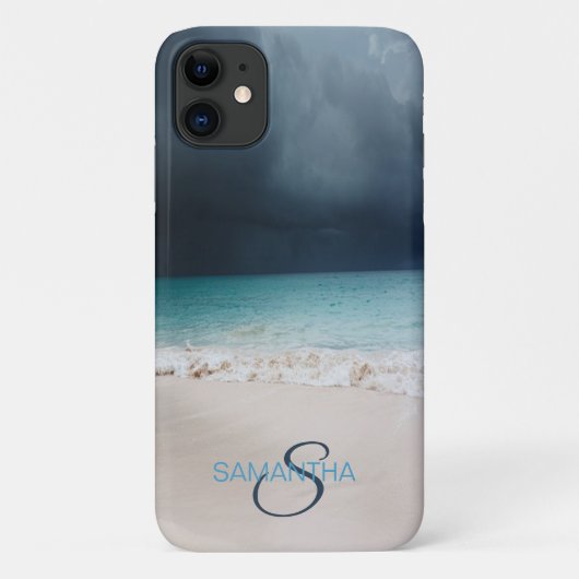 Coques Case-Mate iPhone Monogramme de sable de plage tropicale (Dos)
