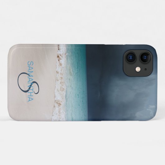 Coques Case-Mate iPhone Monogramme de sable de plage tropicale (Dos (Horizontal))