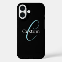 Monogramme de script cursif éditable Noir Bleu Bla