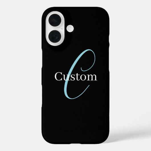 Coques Case-Mate iPhone Monogramme de script cursif éditable Noir Bleu Bla (Verso)