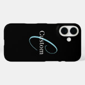 Coques Case-Mate iPhone Monogramme de script cursif éditable Noir Bleu Bla (Verso (horizontal))