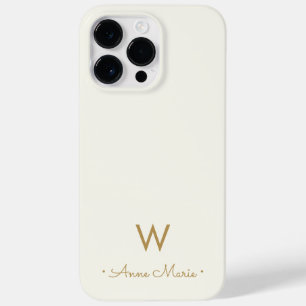 Coque Pour Pour iPhone 14 Pro Max Monogramme de script d'or ivoire moderne