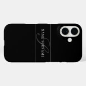 Coques Case-Mate iPhone Monogramme de script élégant modifiable noir gris (Verso (horizontal))