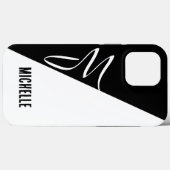 Coques Case-Mate iPhone Monogramme de script élégant monochrome scindé (Verso (horizontal))