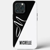 Coques Case-Mate iPhone Monogramme de script élégant monochrome scindé (Verso)