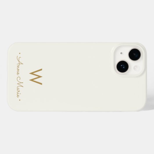Coques Case-Mate iPhone Monogramme de script ivoire moderne (Verso (horizontal))