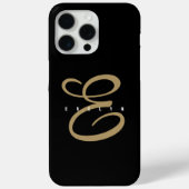 Coques Case-Mate iPhone Monogramme de script noir et or chic (Verso)