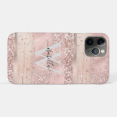 Coques Case-Mate iPhone Monogramme de script pailleté aux coups de pinceau (Dos (Horizontal))