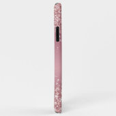 Coques Case-Mate iPhone Monogramme de script pailleté or rose (Dos/Droite)