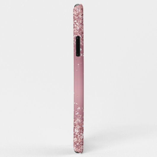 Coques Case-Mate iPhone Monogramme de script pailleté or rose (Dos/Droite)