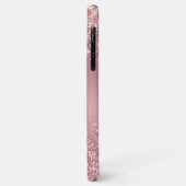 Coques Case-Mate iPhone Monogramme de script pailleté or rose (Dos/Gauche)
