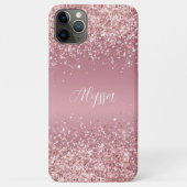 Coques Case-Mate iPhone Monogramme de script pailleté or rose (Dos)