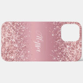 Coques Case-Mate iPhone Monogramme de script pailleté or rose (Retour (horizontal))