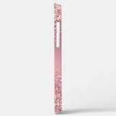 Coques Case-Mate iPhone Monogramme de script pailleté or rose (Verso / Gauche)
