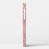 Coques Case-Mate iPhone Monogramme de script pailleté or rose (Verso / Gauche)
