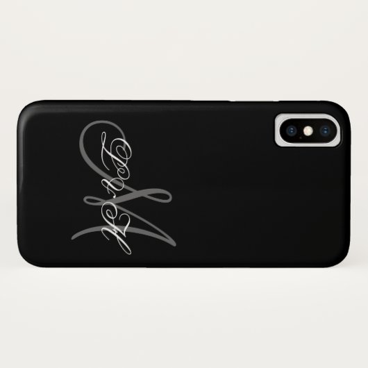 Coques Case-Mate iPhone Monogramme de script personnalisé Initiales Noir g (Dos (Horizontal))