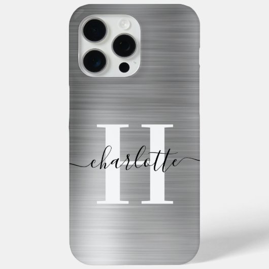 Coques Case-Mate iPhone Monogramme de signature moderne argenté (Verso)