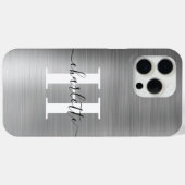 Coques Case-Mate iPhone Monogramme de signature moderne argenté (Verso (horizontal))