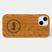 Coques Case-Mate iPhone Monogramme de style bois embouti (Verso (horizontal))