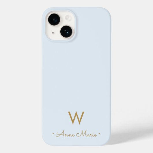 Coques Case-Mate iPhone Monogramme de style manuscrit bleu poussiéreux cla (Verso)