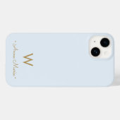 Coques Case-Mate iPhone Monogramme de style manuscrit bleu poussiéreux cla (Verso (horizontal))