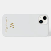 Coques Case-Mate iPhone Monogramme de style moderne gris clair or (Verso (horizontal))