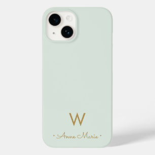 Coque Pour iPhone 14 Monogramme de style moderne vert sauge