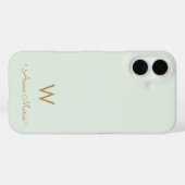 Coques Case-Mate iPhone Monogramme de style moderne vert sauge or (Verso (horizontal))
