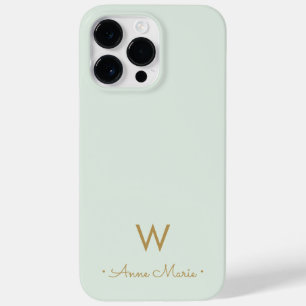 Coque Pour Pour iPhone 14 Pro Max Monogramme de style moderne vert sauge or