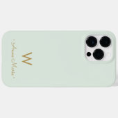 Coques Case-Mate iPhone Monogramme de style moderne vert sauge or (Verso (horizontal))
