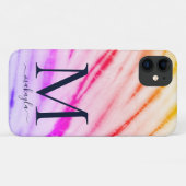 Coques Case-Mate iPhone Monogramme de teinture arc-en-ciel  (Dos (Horizontal))