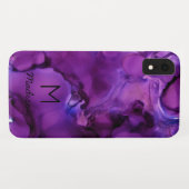 Coques Case-Mate iPhone Monogramme de texture d'encre alcoolique violet ul (Dos (Horizontal))