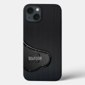 Coques Case-Mate iPhone Monogramme de texture métallique noire (Verso)