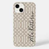 Coques Case-Mate iPhone Monogramme de treillis beige rustique (Verso)
