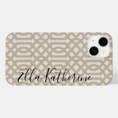 Coques Case-Mate iPhone Monogramme de treillis beige rustique (Verso (horizontal))
