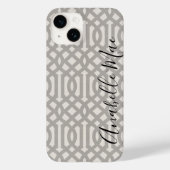 Coques Case-Mate iPhone Monogramme de Trellis gris rustique (Verso)