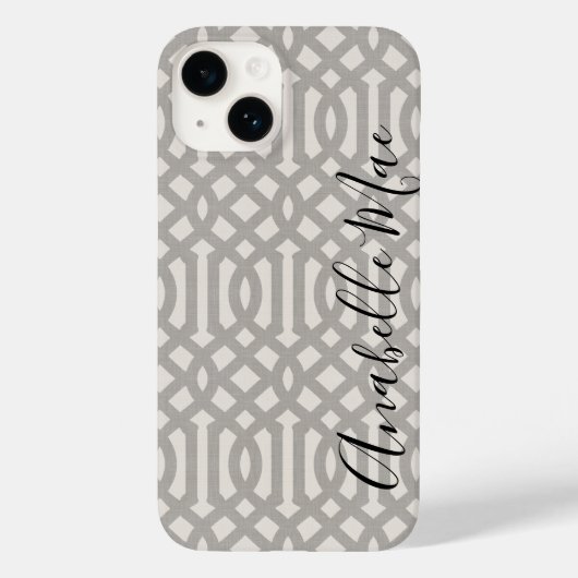 Coques Case-Mate iPhone Monogramme de Trellis gris rustique (Verso)