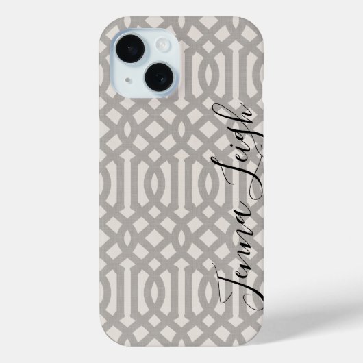 Coques Case-Mate iPhone Monogramme de Trellis gris rustique (Verso)