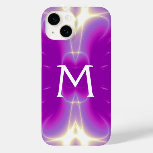 COQUES POUR iPhone MONOGRAMME DE VAGUES LUMINEUSES DE VIOLET ROSE PUR