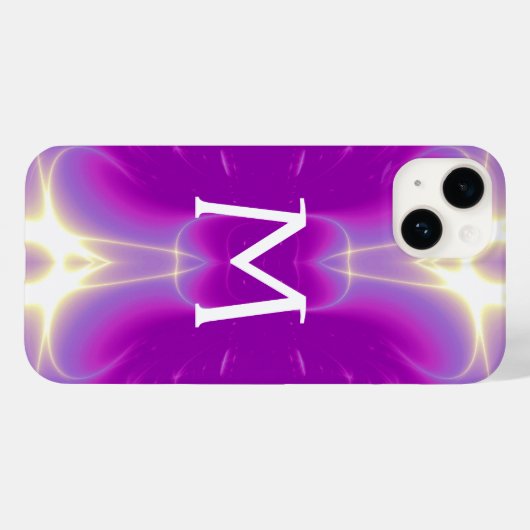 COQUES Case-Mate iPhone MONOGRAMME DE VAGUES LUMINEUSES DE VIOLET ROSE PUR (Verso (horizontal))