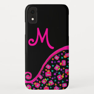 Case-Mate iPhone CASE MONOGRAMME DÉCO ABSTRAIT FUCHSIA ROSE NOIR