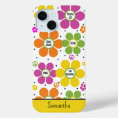 Coques Case-Mate iPhone Monogramme d'énergie florale de Neon (Verso)