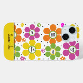 Coques Case-Mate iPhone Monogramme d'énergie florale de Neon (Verso (horizontal))